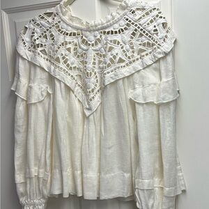 Isabel Marant ETOILE  White Linen crochet blouse, perfect for summer nights.